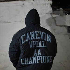 Vintage 1990 Canevin Catholic AA state championship WPIALfootball hooded coat.